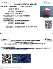 4.96/CT Natural Ruby with Govt. Lab Certificate